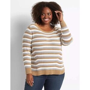 Lane Bryant Womens Striped Knit‎ Sweater Plus Size 18/20 Long Sleeve NWT